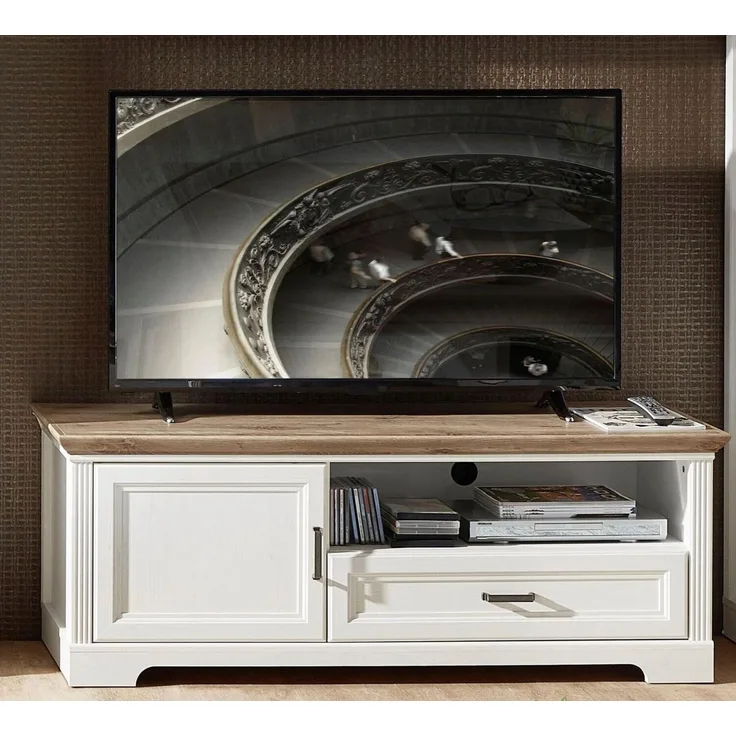 TV Lowboard JASMIN 143 cm Pinie weiß Nachbildung