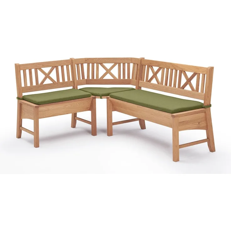 Eckbank Deborah aus Massivholz 135 x 204 x 87 Küchenbank massiv Buche lackiert/Grün 12147-135204-grün