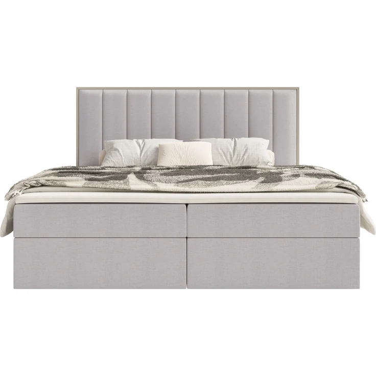 Selsey 'Togents' Boxspringbett 140x200 mit Stauraum und Topper, hydrophobe Chenille, grau – Bild 6
