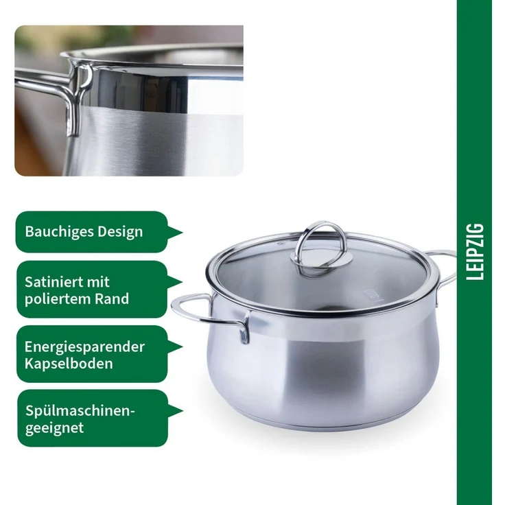 Chefkoch trifft Fackelmann Kochtopf mit Glasdeckel, Ø 24 cm, induktionsgeeignet, backofengeeignet – Bild 3