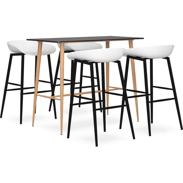 vidaXL 5-tlg. Bar-Set Schwarz und Weiß 3057466
