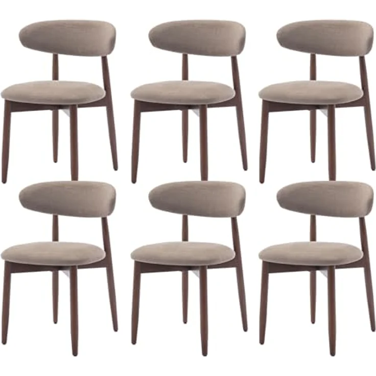 COLAMY Esszimmerstühle 6er Set, Polsternder Stühle Esszimmer mit Rückenlehne, Moderne Küchenstühle Gepolstert, Stoff Dining Chairs mit Back und Holzbeinen für Esszimmer, Küche, Restaurant, Kamel – Bild 2