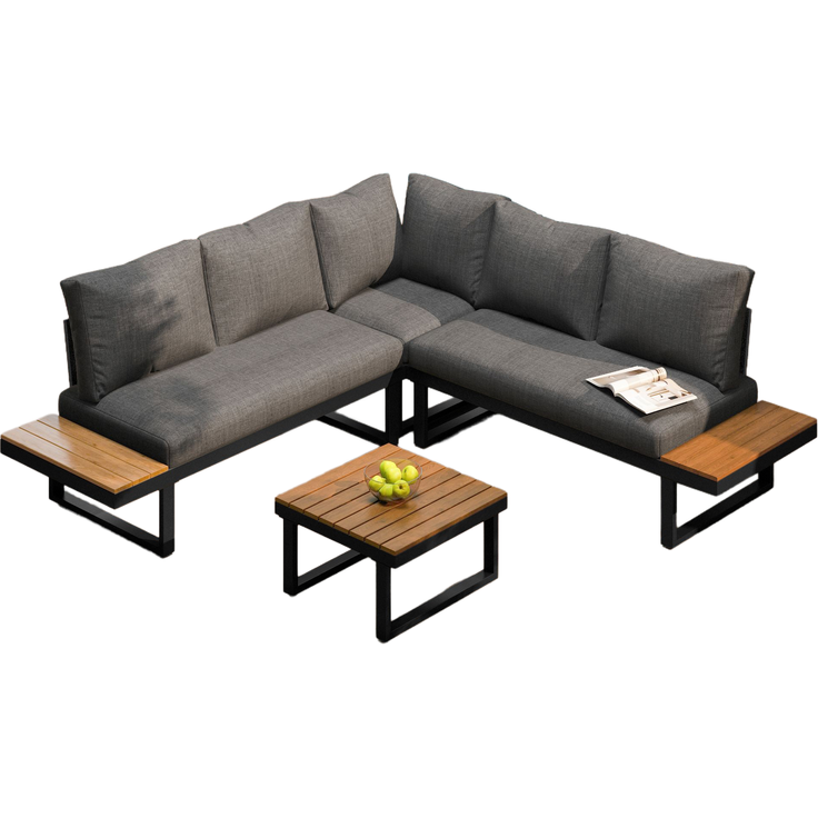 Merax Gartenlounge-Set, 5-Sitzer Gartenmöbel mit 5-Winkel-verstellbare Lehne, Grau+Schwarz – Bild 10