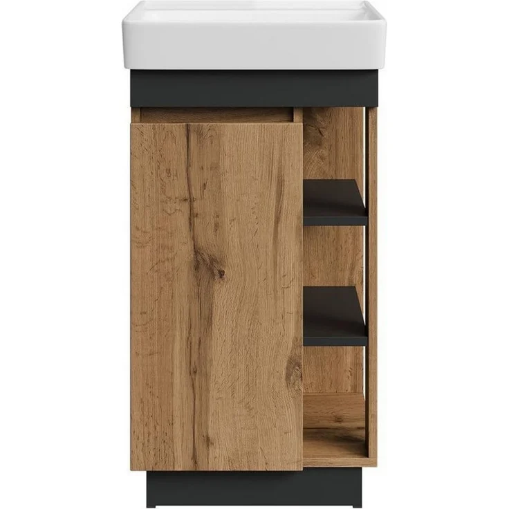 Planetmöbel Badmöbel-Set Badmöbel Set Nyx Waschtisch 50 cm Wotan Eiche / Anthrazit, (50cm Waschtisch, 1-St), Badezimmer Waschtisch 50 cm – Bild 1