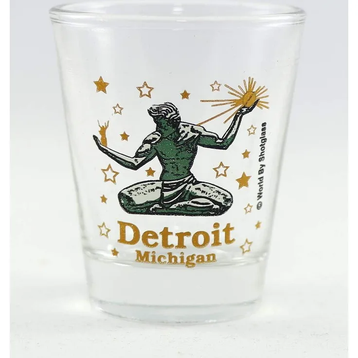 Detroit Michigan The Spirit Of Detroit Shot Glass by World By Shotglass