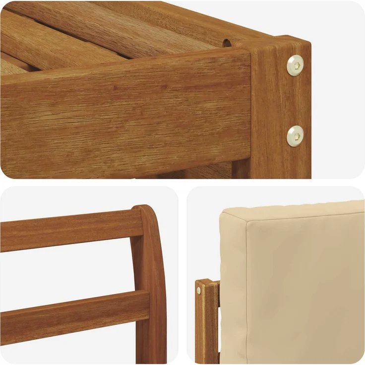 vidaXL Outdoor-Sofagarnitur 4 stk. 4-Sitzer Natur und Beige 3374613 – Bild 5