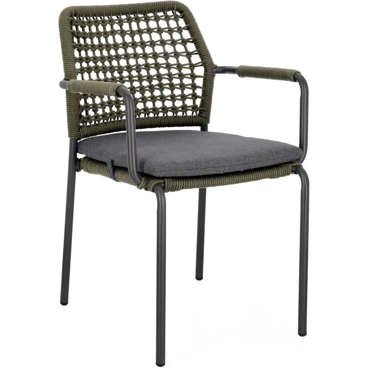 Gartenstuhl Adajra aus Aluminium, modernes Design, stapelbar, Grün Anthrazit, Outdoor – Bild 3
