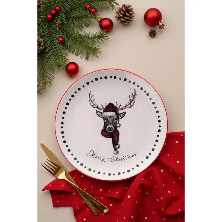 Hermia Concept 'Xmas Merry' Dessertteller-Set (6-teilig), Mehrfarbig, 19,3 x 19,3 x 2 cm