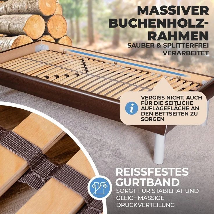 Lattenrost ERGO K, Coemo, Kopfteil manuell verstellbar, Fußteil nicht verstellbar, 2 Stück, 70x200 Doppelpack, hoher Schlafkomfort, preisgünstige Selbstmontage – Bild 6
