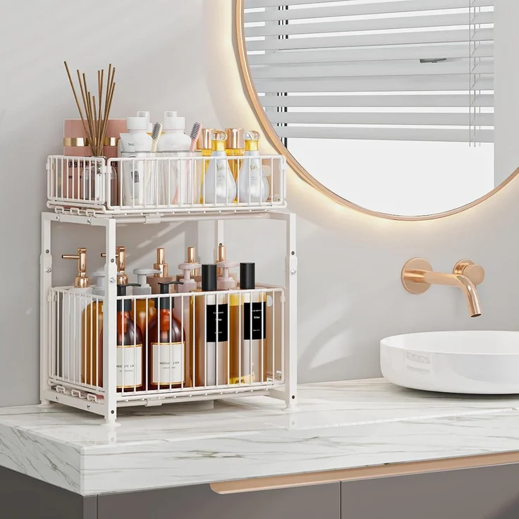 Unterschrank Organizer Metall Unterspüle 2 Etagen Weiß Modell-A – Bild 4