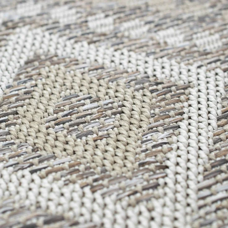 Carpetia Outdoorteppich In- & Outdoor Teppich Sisal Optik Balkon Rautenmuster beige braun, rechteckig – Bild 3