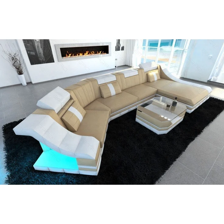 Mini Couch Turino C - Kunstleder - sandbeige-weiß - Rechts – Bild 6