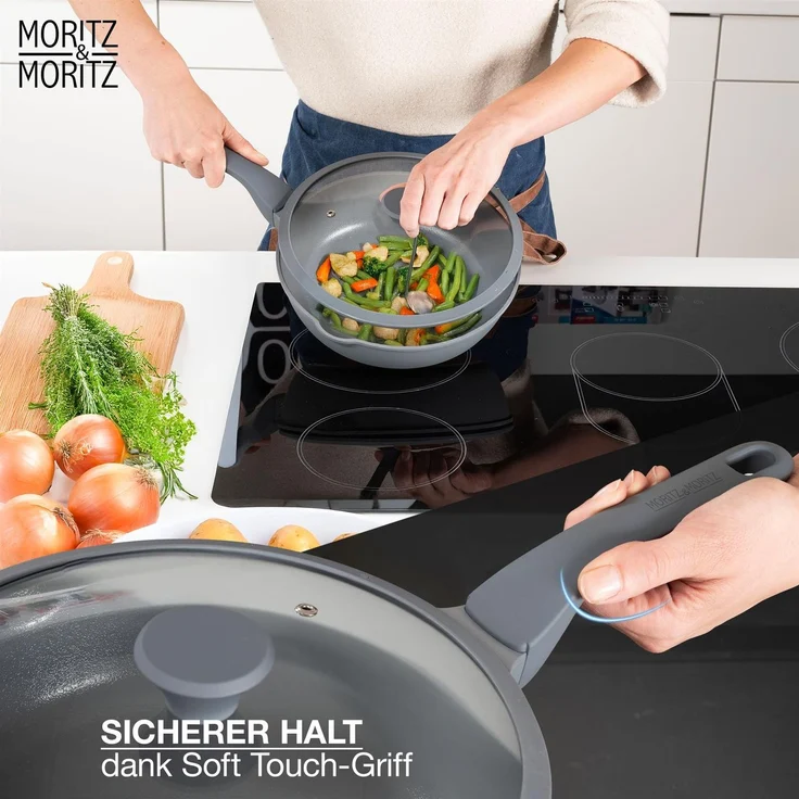 Moritz & Moritz Multipfanne mit Deckel, Aluminium Grau, Ø 26 cm – Bild 5