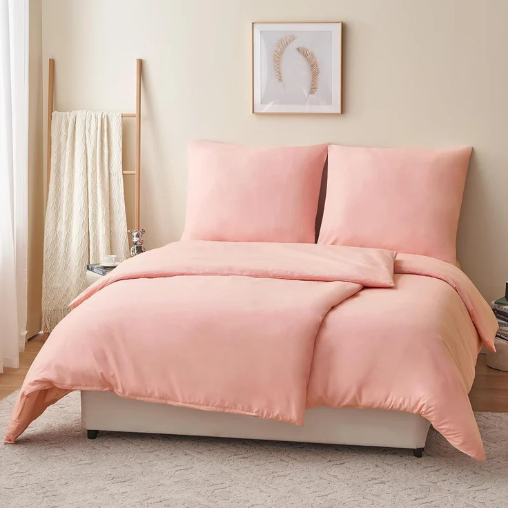 Bettwäsche Set 135x200 4tlg Rosa Mikrofaser Reißverschluss Weich & Bügelfrei – Bild 1
