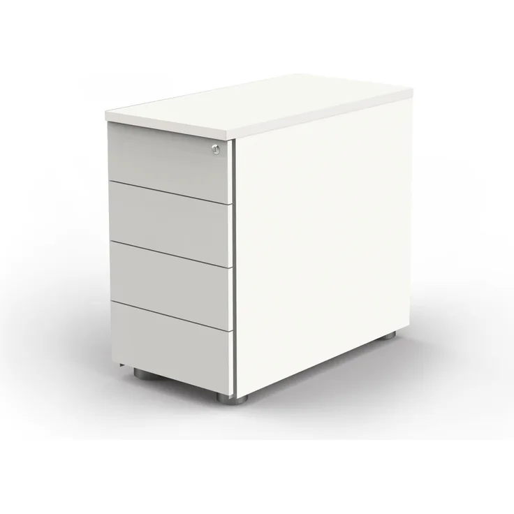 Anstellcontainer, 43x80x72-76 cm, abschließbar, Weiß / Anthrazit