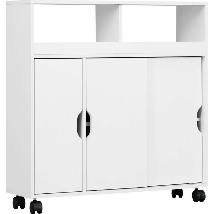 EUGAD Badkommode (1 St), Badezimmerschrank auf Rollen, mit Schiebetüren – Bild 1