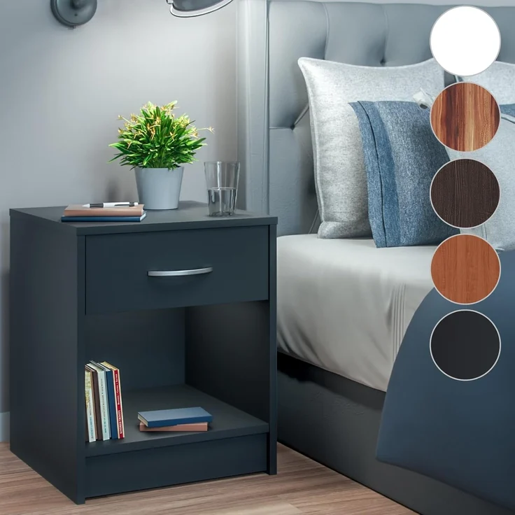 Casaria Nachttisch Hamburg (2-St), Schublade 50x40x35cm Boxspringbett Komforthöhe Schlafzimmer Holz – Bild 7