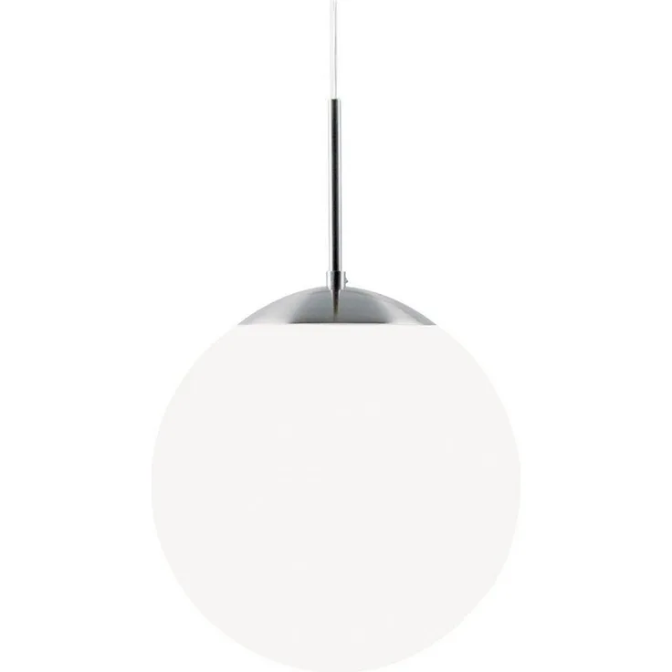 Pendelleuchte, 1 x E27/60W, Nickel gebürstet, Glas opal 300 mm
