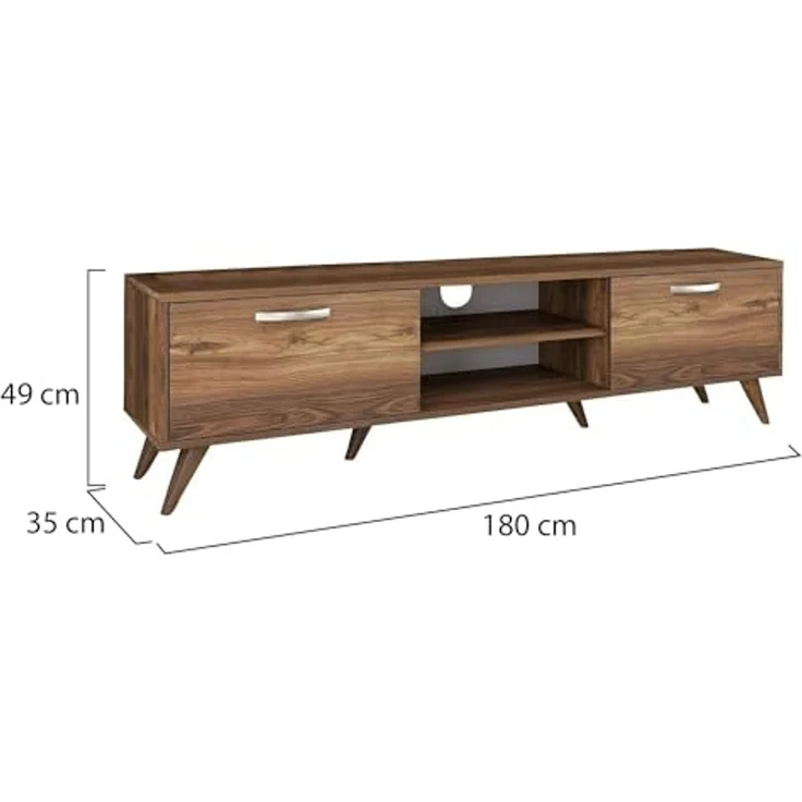 Dmora Aldh, Sideboard, Wohnzimmerschrank, niedriger Schrank für TV, Wandbasis, 180 x 35 x 49 cm, Walnuss – Bild 3