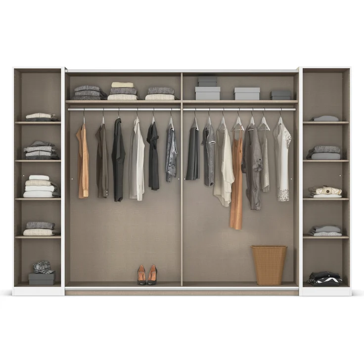 rauch Kleiderschrank, Dreh- und Schwebetürenschrank KRONACH, 4-türig, 2 Spiegeltüren teilaufgelegt, Grau metallic, 311 x 210 x 59 cm – Bild 5