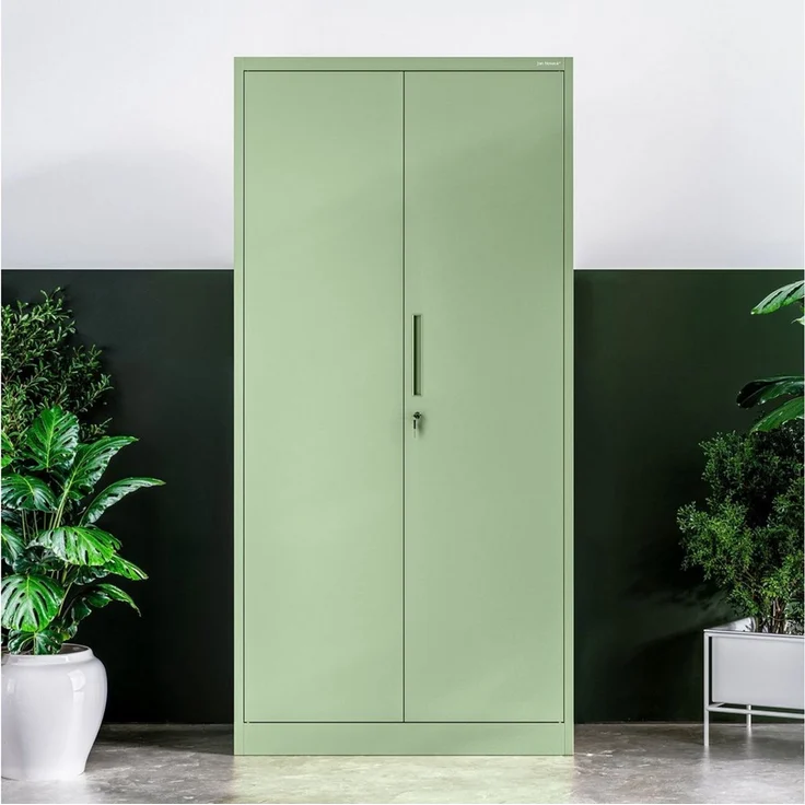 Jan Nowak Metallschrank 185 x 90 x 45 cm | Büroschrank Abschließbar mit Kleiderstange, Pulverbeschichtung | Aufbewahrungsschrank Umkleideschrank Spind Kleiderstange | Pastellgrün – Bild 2