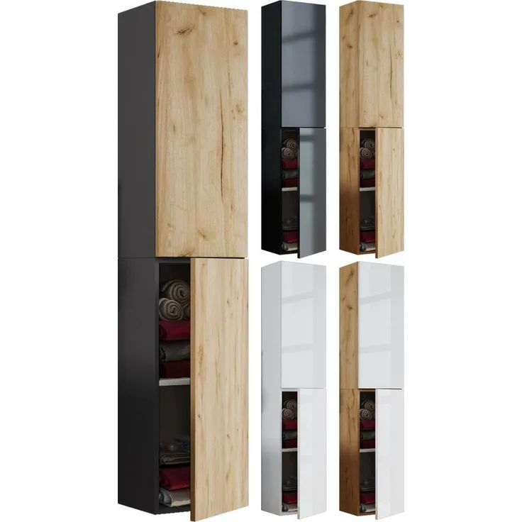 VCM Badmöbel Hochschrank Lendas 915177 Anthrazit H. 150 x B. 33 x T. 22 cm