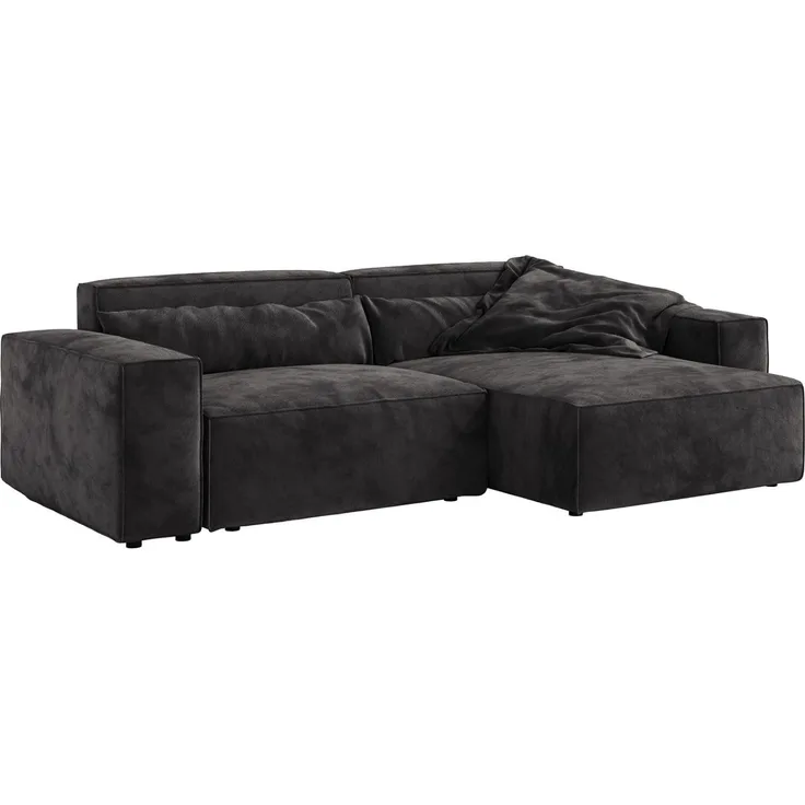 Ecksofa Sirpio 230x155 cm Mikrofaser Schwarz Recamiere variabel