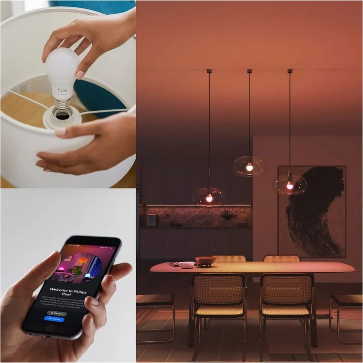 Philips Hue Essential White & Cool Amb. 806 A60 E27 3P EU – Bild 2