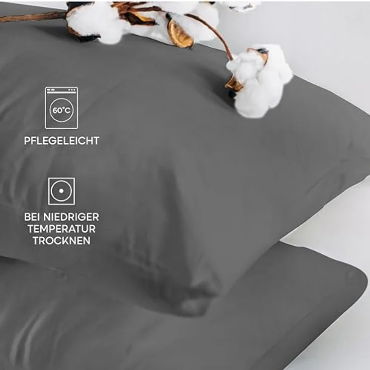 Twinzen® Kissenbezug 50x80 (2er-Set) - 100% Jersey Baumwolle 150 GSM Kissenbezüge - Anthrazit - Für Kissenbezüge 50x80 cm - Kissenhülle - Kissenbezug mit Reißverschluss - Oeko-Tex Zertifiziert – Bild 7