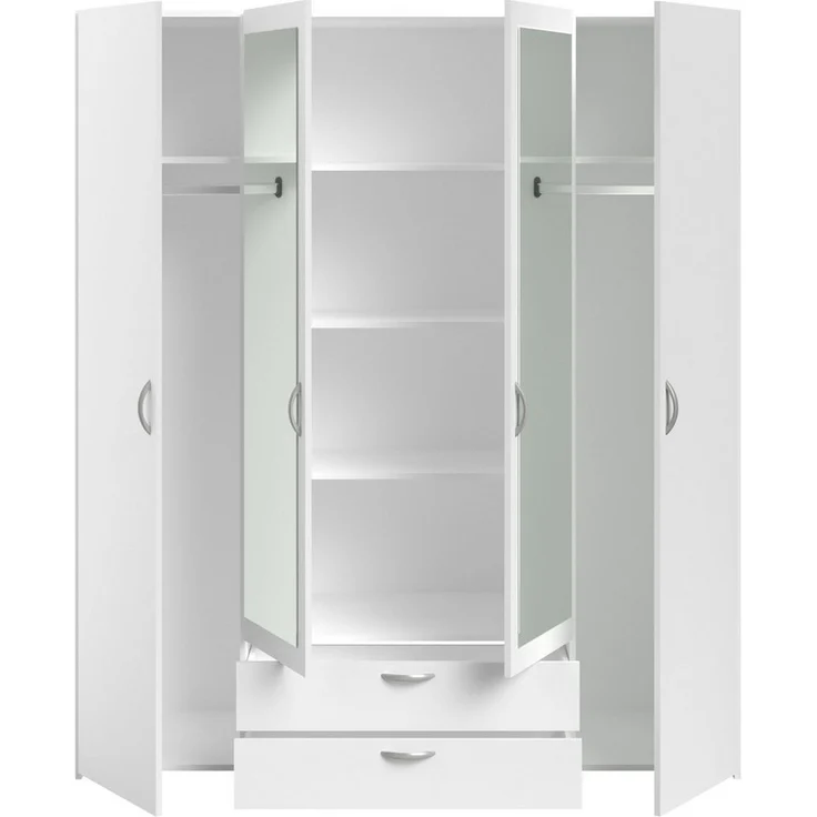 Daily 3 Kleiderschrank 4-türig Weiß mit Spiegel 160x185x51 – Bild 3