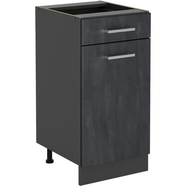 Vicco Küchenunterschrank R-Line, Schwarz Beton, 40 cm ohne Arbeitsplatte