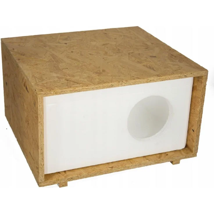 QLS Tierhaus Styropor + OSB, Wetterfestes Katzenhaus – 43x41 cm isoliertes Schutzhäuschen – Bild 8