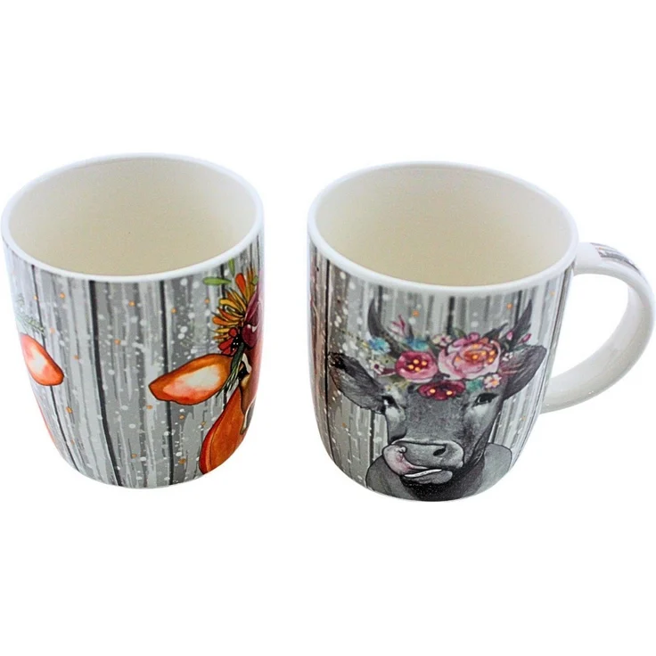 Dekohelden24 Tasse 2er Set Kaffeebecher Kaffeetasse aus Porzellan Motiv: Kuh, Porzellan, - Größe H/Ø: 12 x 9 cm, Fassungsvermögen 300ml – Bild 3