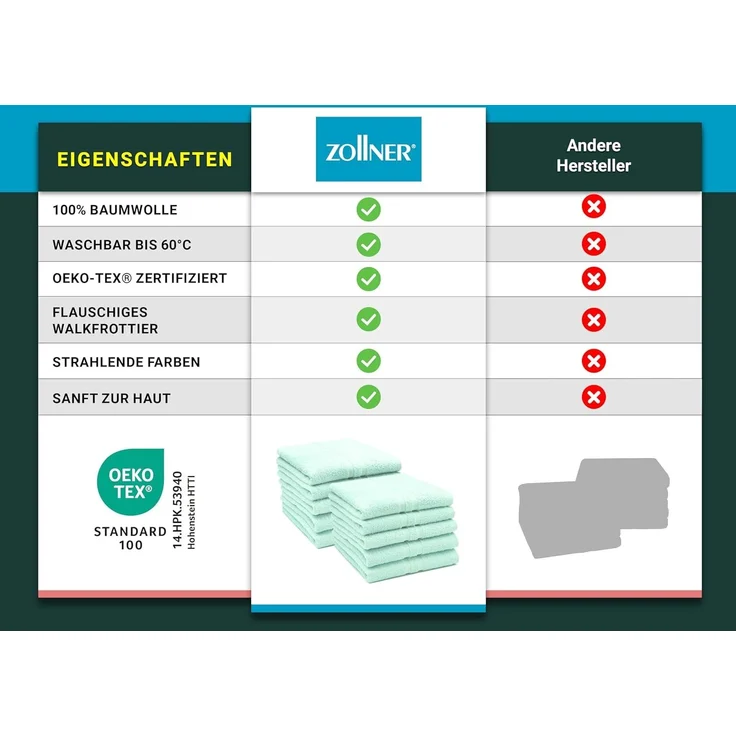 10er Set Handtücher, 50x100 cm, dezente Streifenbordüre, hellblau – Bild 6