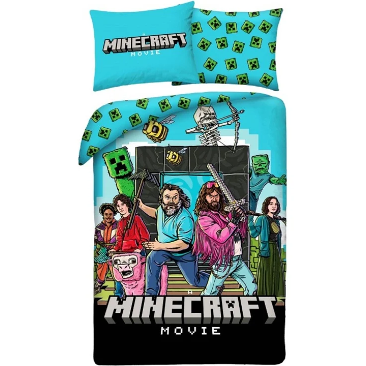 Minecraft Bettwäsche Set aus Mikrofaser Bettdeckenbezug 140 × 200 cm mit 70 × 90 cm Kissenbezug