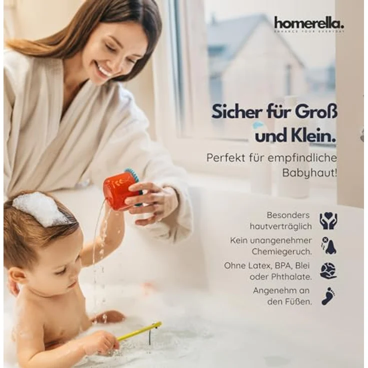 Homerella Badematte rutschfest Hautsensitiv 88x39cm, INKL. AUFHÄNGUNG, Antirutschmatte Badewanne BPA frei, Duschmatte schimmelresistent & maschinenwaschbar – Bild 6