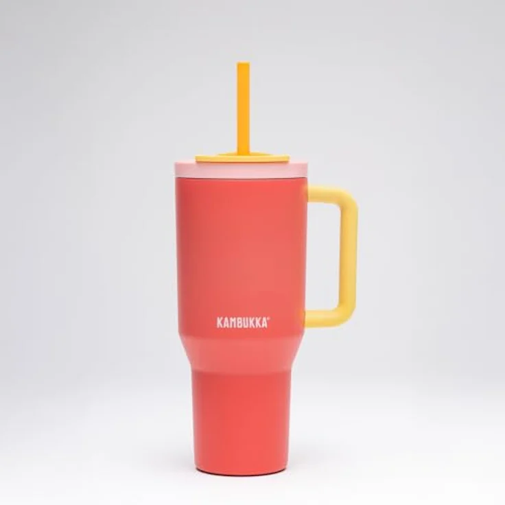Thermobecher mit teleskopischem Strohhalm Kambukka Rio Tumbler 950 ml Pink Papaya – Bild 3