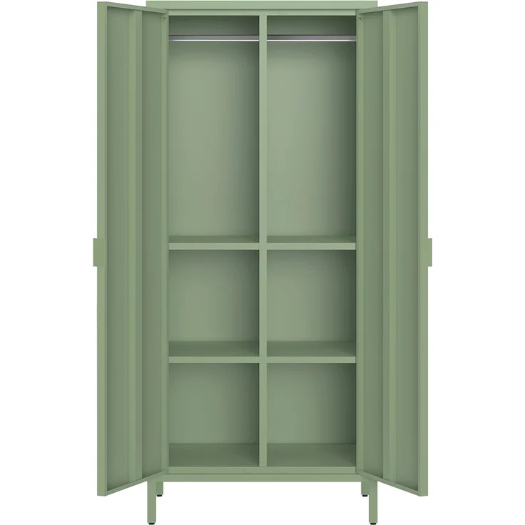skølm 'Ituri' Kleiderschrank, Metall, 170x45x80 cm, mintgrün, Garderobe mit 4 Fächern und 2 Kleiderstangen – Bild 10