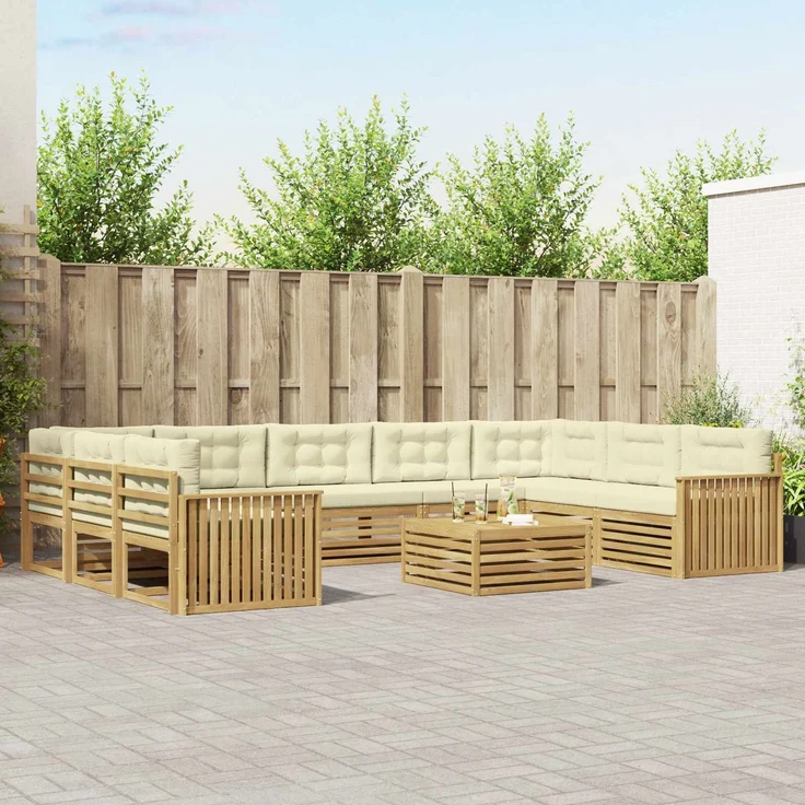 vidaXL Outdoor-Sofagarnitur 10 stk. 9-Sitzer Weiß und Creme 3391190 – Bild 1