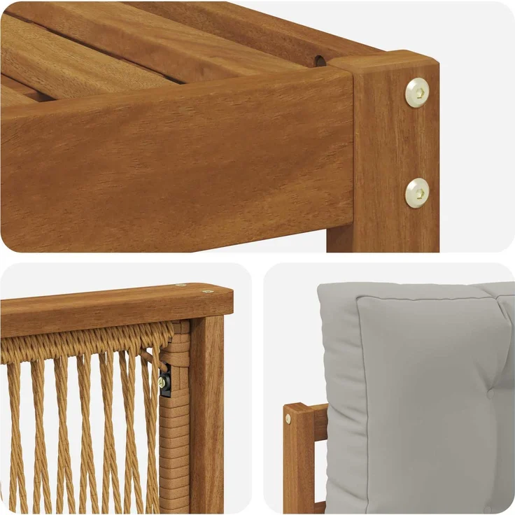 vidaXL Outdoor-Sofagarnitur 8 stk. 7-Sitzer Natur und Hellgrau 3383119 – Bild 5