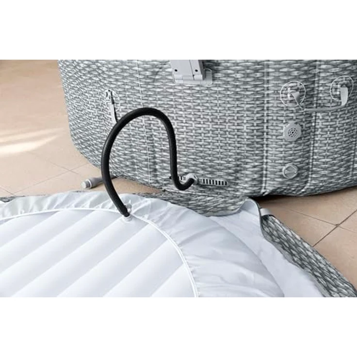 Bestway LAY-Z-SPA Energiespar-Whirlpool Bali AirJet mit App-Steuerung, integrierter UltraFit-Pumpeneinheit, für 6 Personen, 196 x 71 cm, Rattan-Optik (Lichtgrau) – Bild 11