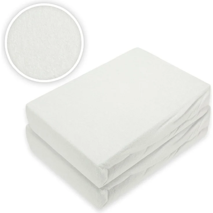 Doppelpack Frottee Spannbettlaken Premium Weiß 120 x 200 cm – Bild 2