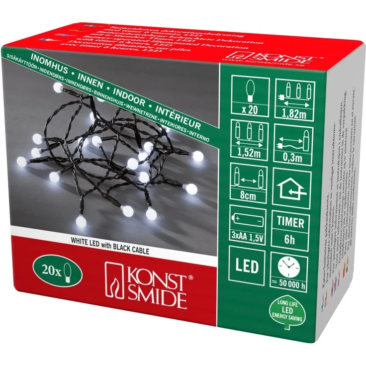 KONSTSMIDE LED-Lichterkette 1491-207 LED Globe-Lichterkette 20er Batterie