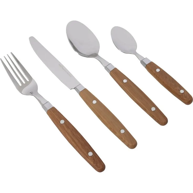 Gimex Besteckset WOOD NATURE LINE 16-teilig Edelstahl Rostfrei