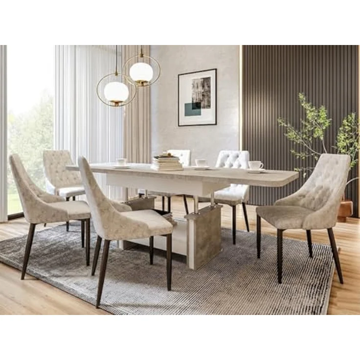 designimpex Couchtisch Design DA-555 Schublade höhenverstellbar ausziehbar Tisch abgerundet – Bild 9