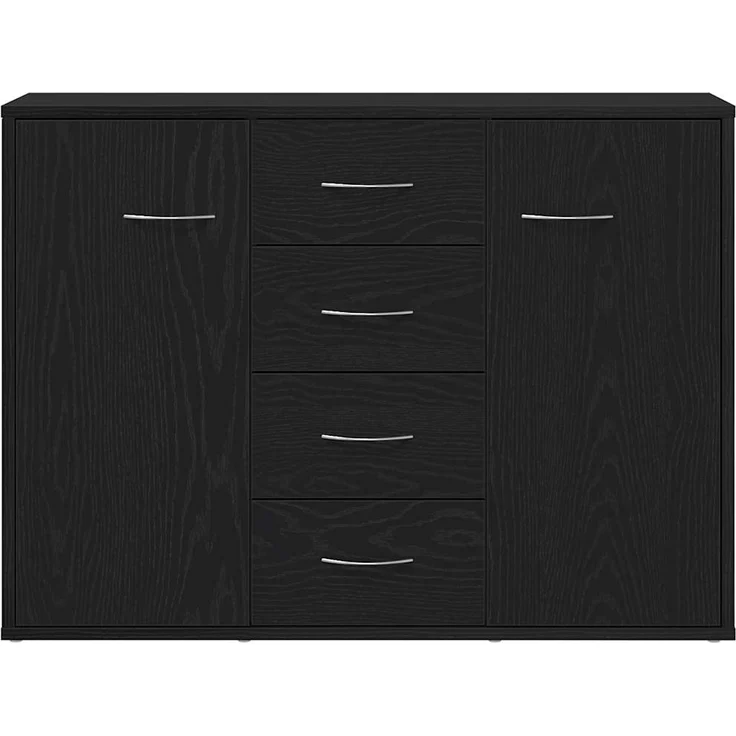 vidaXL Sideboard Schwarz Eichen-Optik 88x30x64 cm Holzwerkstoff 862446 – Bild 5