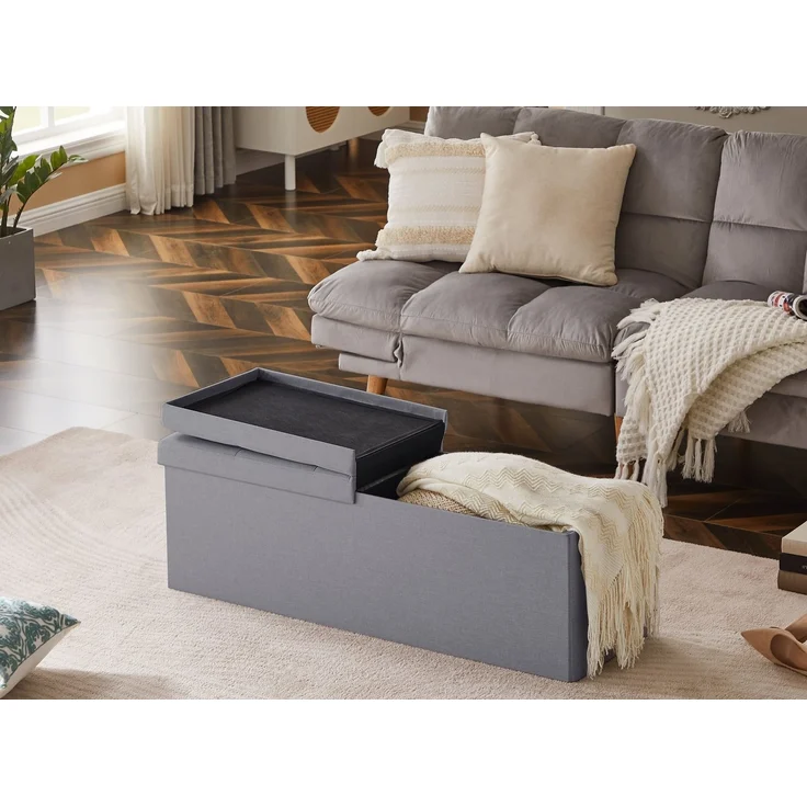 Zedelmaier Sitzbank 114cm mit Stauraum, Sitztruhe,faltbar Aufbewahrungsbox,Fußbank (ZD114-QS), Fußhocker max. Belastbarkeit 300 kg, 120 L, 114x38x38 cm – Bild 3