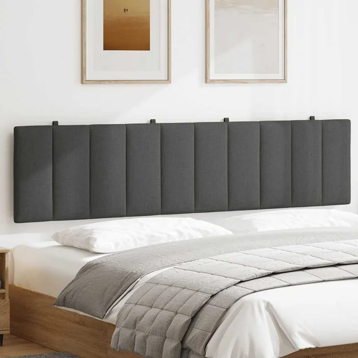 vidaXL Bett, Kopfteil-Kissen Dunkelgrau 200 cm Stoff – Bild 2