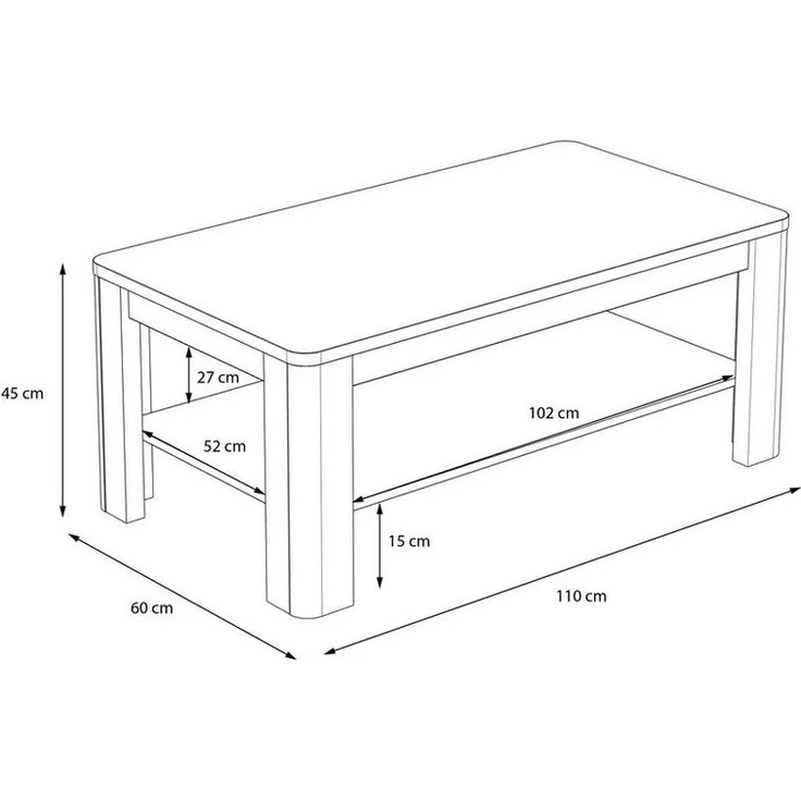 Forte Möbel Tiziano Couchtisch, Holzwerkstoff, Antikeiche, B x H x T: 110 x 45 x 60 cm – Bild 3