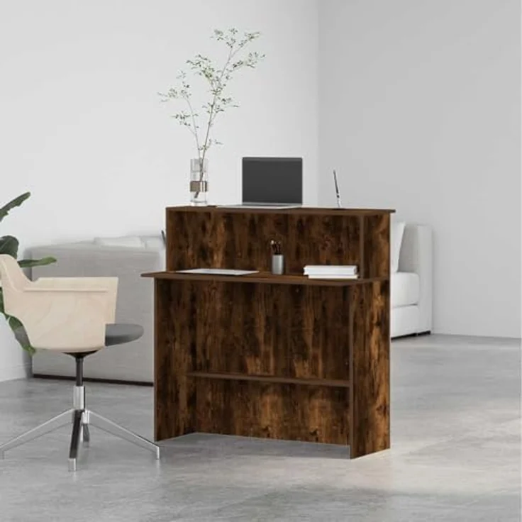 vidaXL Empfangstheke Räuchereiche 100x50x103,5 cm Holzwerkstoff 859028 – Bild 3